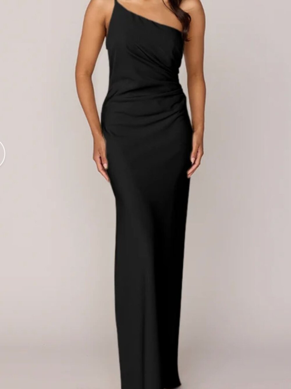 Revelry Jade Black One-Shoulder Dress 10 rouched long maxi